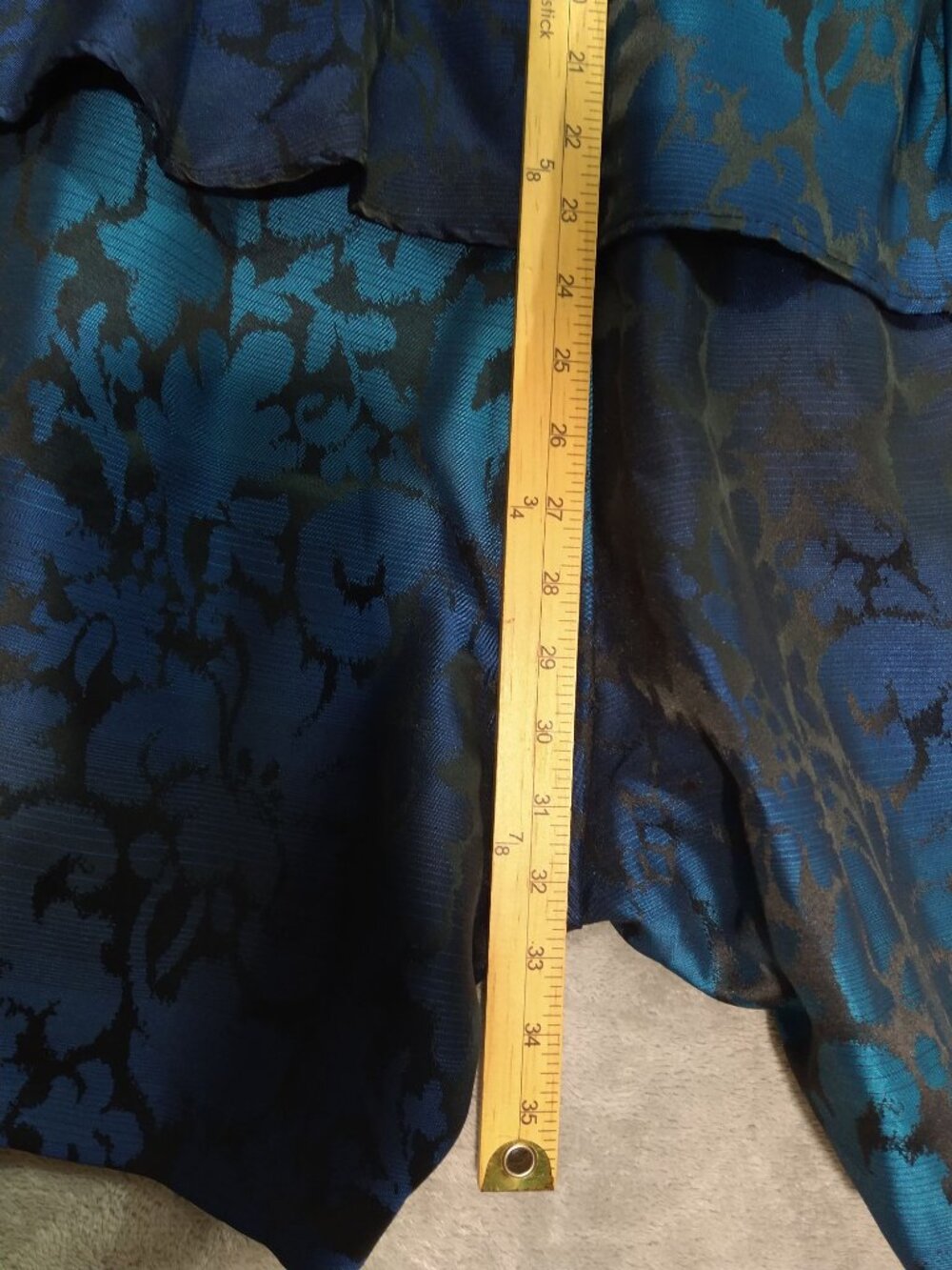 Monif C Romper Womens 2X Blue Floral Crew Neck Long Sleeve Blue Peplum Satin - Picture 3 of 9